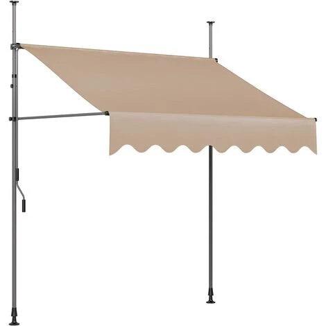 AICOK Auvent De Balcon Rétractable En Métal Et Polyester, Résistant Aux UV Et à L'eau, Hauteur Réglable, Avec Manivelle Sans Perçage, 300 X 120 Cm, Beige 3 AICOK Auvent De Balcon Rétractable En Métal Et Polyester, Résistant Aux UV Et à L'eau, Hauteur Réglable, Avec Manivelle Sans Perçage, 300 X 120 Cm, Beige
