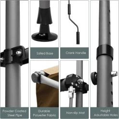 AICOK Auvent De Balcon Rétractable En Métal Et Polyester, Résistant Aux UV Et à L'eau, Hauteur Réglable, Avec Manivelle Sans Perçage, 250 X 120 Cm, Beige -Tente de réception Soldes 63937854 5