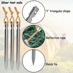 BENOBBY KIDS Piquets Tente,Sardines Camping,6Pièces Sardines De Fixation,Sardines Tente Camping Piquet Tente Aluminium Chevilles En Titane Forme De V Accessoires De Tente De Camping-18cm -Tente de réception Soldes 63939069 5