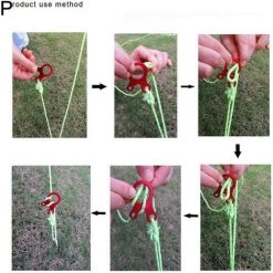 AOUGO Lot De 10 Ajusteurs De Cordon De Boucle De Corde De Vent En Aluminium Pour Tente Camping Randonnée Sac à Dos Activité De Plein Air, Rouge -Tente de réception Soldes 63967081 5