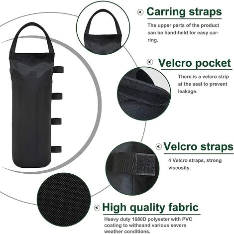 EAUDACè Lot De 4 Sacs De Sable Extra Larges De 50,8 Kg Pour Auvent De Tente Pop-up Ez - Noir (sans Sable) - Noir Foncé 5 EAUDACè Lot De 4 Sacs De Sable Extra Larges De 50,8 Kg Pour Auvent De Tente Pop-up Ez - Noir (sans Sable) - Noir Foncé - Image 3