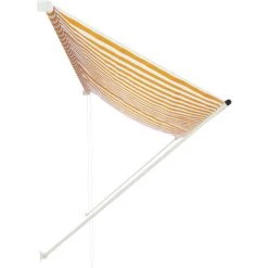 TANCYCO Abri Soleil Manuel Auvent Abat-Jour Pour Cour Jardin 350x150 Cm Jaune Et Blanc -Tente de réception Soldes 64081036 3