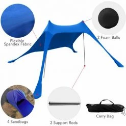 LIFCAUSAL Tente De Plage Abri Soleil Avec Sacs De Sable Pour Camping Pêche Randonnée Backyard Beach Park (Bleu) 10 LIFCAUSAL Tente De Plage Abri Soleil Avec Sacs De Sable Pour Camping Pêche Randonnée Backyard Beach Park (Bleu) -Tente de réception Soldes 64081184 4