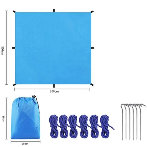 CARILLONSàVENT Camping Tente Tarp 3 * 3M Etanche à Coupe-vent De La Pluie Tente De Pluie Plueule Tarp Portable Tarpaulin Shelter Sunshade Canopy, Pour La Pêche En Plein Air Randonnée En Camping (Couleur: Bleu) Carivent 4 CARILLONSàVENT Camping Tente Tarp 3 * 3M Etanche à Coupe-vent De La Pluie Tente De Pluie Plueule Tarp Portable Tarpaulin Shelter Sunshade Canopy, Pour La Pêche En Plein Air Randonnée En Camping (Couleur: Bleu) Carivent – Image 2