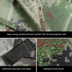 CARILLONSàVENT Camping Tente Tarp 3 * 3M Etanche à Coupe-vent De La Pluie Tente De Pluie Plueule Tarp Portable Tarpaulin Shelter Sunshade Canopy, Pour La Pêche En Plein Air Randonnée En Camping (Couleur: Camouflage Carivent -Tente de réception Soldes 64139913 4