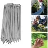 VINGO 150x Ancre Au Sol Piquets En Acier Galvanisé 150x25mm Ancrage Au Sol Pour Bâches Filets De Jardinage En U Arrondi - Argent