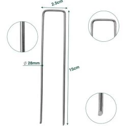 VINGO 50x Ancre Au Sol Piquets En Acier Galvanisé 150x25mm Ancrage Au Sol Pour Bâches Filets De Jardinage En U Arrondi - Argent -Tente de réception Soldes 64178175 3