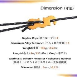 JUNJUN-Corde De Tente Réfléchissante 4 M Corde Nylon Avec Tendeur En Aluminium Léger Ficelle Pour Bâche Fixation Camping -Tente de réception Soldes 64191369 2