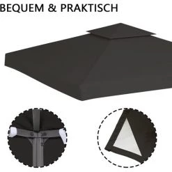 TolleTour Toit De Rechange 3x3M Avec Conduit De Cheminée Toit De Pavillon Imperméable Bâche De Toit Pour Tente De Réception - Anthracite -Tente de réception Soldes 64308314 5