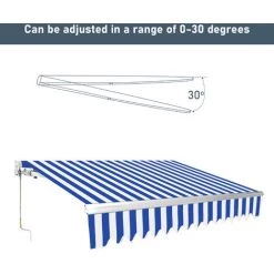 Randaco Store De Balcon Store Banne Manuel Store Extérieur Auvent Balcon Articulé Anti-UV Terrasse Jardin Bleu Blanc 250 X 200 Cm - Bleu -Tente de réception Soldes 64308841 5