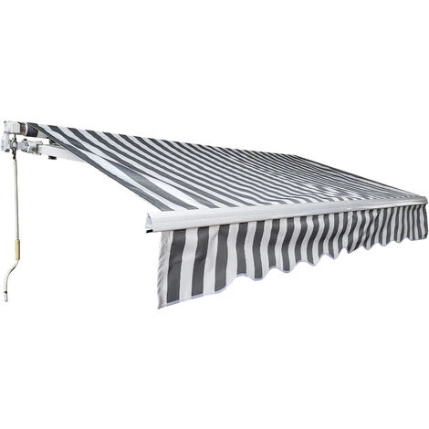 VINGO Store De Balcon Store Banne Manuel Store Extérieur Auvent Balcon Articulé Anti-UV Terrasse Jardin Gris Blanc 250 X 200 Cm - Gris 3 VINGO Store De Balcon Store Banne Manuel Store Extérieur Auvent Balcon Articulé Anti-UV Terrasse Jardin Gris Blanc 250 X 200 Cm - Gris