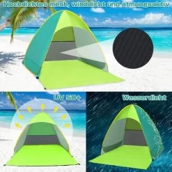 MINKUROW Abri De Plage, Tente De Plage Portable Extra Légère, Abri Solaire Pour 2-3 Personnes, Y Compris Sac De Transport Et Piquets De Tente, Protection UV, Tente De Plage Pour Famille, Plage, Jardin, Camping Rose + Rose (vert) -Tente de réception Soldes 64682322 2