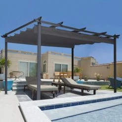 IDMARKET Pergola Toit Rétractable 4 Pieds 3x4 M Tonnelle Gris Anthracite