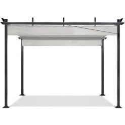 IDMARKET Pergola Toit Rétractable 4 Pieds 3x4 M Tonnelle écrue - Beige -Tente de réception Soldes 6473979 4