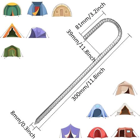 LLOVE Ancres De Sol En Lot De 10, Piquets De Tente En Acier Galvanisé,piquets De Fixation Avec Crochet En J, 12 Pouces Trampoline Auvent Ancrage Au Sol En Acier Très Résistant 4 LLOVE Ancres De Sol En Lot De 10, Piquets De Tente En Acier Galvanisé,piquets De Fixation Avec Crochet En J, 12 Pouces Trampoline Auvent Ancrage Au Sol En Acier Très Résistant – Image 2