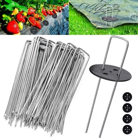 LLOVE Piquets De Jardin, Piquets De Fixation De Jardin, Piquets De Fixation Tente 2,5 Mm D'épaisseur, 15 Cm/2,5 Cm, Pour Fixer Le Tissu De Mauvaises Herbes, Les Feuilles De Sol (50 PCS /4 Rondelle) 3 LLOVE Piquets De Jardin, Piquets De Fixation De Jardin, Piquets De Fixation Tente 2,5 Mm D'épaisseur, 15 Cm/2,5 Cm, Pour Fixer Le Tissu De Mauvaises Herbes, Les Feuilles De Sol (50 PCS /4 Rondelle)