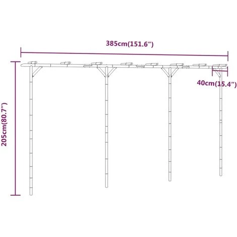 VidaXL Pergola Bambou 385x40x205 Cm - Brun 5 VidaXL Pergola Bambou 385x40x205 Cm - Brun - Image 3