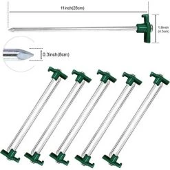 Ensemble Vert De 10 Piquets De Tente Robustes, Ancres Dures, 25 Cm, Enjeux De Terrain, Accessoires De Camping, Acier Galvanisé 56Vingt -Tente de réception Soldes 64937579 2