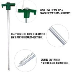 Ensemble Vert De 10 Piquets De Tente Robustes, Ancres Dures, 25 Cm, Enjeux De Terrain, Accessoires De Camping, Acier Galvanisé 56Vingt -Tente de réception Soldes 64937579 3
