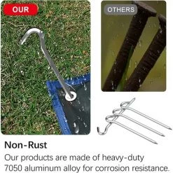 Piquets De Tente, 15 Pièces Piquets De Fixation Sol, Piquets De Tente Camping, Sardines Piquet, Pour Tente De Camping Auvent De Camping Clous Pour Jardinage(0.6mm*18cm) 56Vingt -Tente de réception Soldes 64940519 3