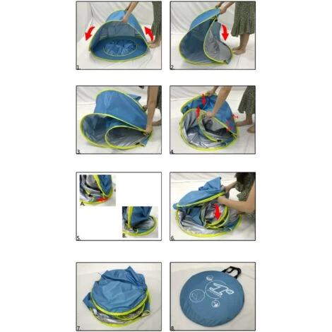 GALOZZOIT Tente De Plage Avec Protection Structure Pop-up Légère, Se Plie Et Se Range Facilement Dans Un Sac. Fournie Avec 4 Fixations Au Sol.——120x80x70cm Maquette Baleine-Bleu 7 GALOZZOIT Tente De Plage Avec Protection Structure Pop-up Légère, Se Plie Et Se Range Facilement Dans Un Sac. Fournie Avec 4 Fixations Au Sol.——120x80x70cm Maquette Baleine-Bleu - Image 5