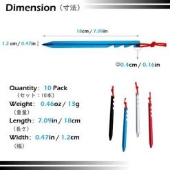 LITZEE Piquets De Tente 10 Pièces Sardines Camping Piquets De Fixation Léger Avec Sac De Rangement Pour Randonnée Voyage En Plein Air Activités Extérieur (Bleu 18cm) -Tente de réception Soldes 65109518 2