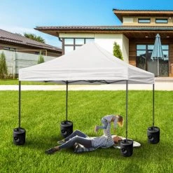 Froadp Ensemble De 4 Supports De Pieds De Pavillon En HDPE, Pouvant être Remplis D'eau Ou De Sable, Pieds Stabilisateurs De Pavillon Pour Auvents De Gazebo, Tentes De Fête De Jardin, Noir -Tente de réception Soldes 65112609 4