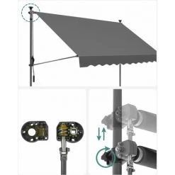 HELLOSHOP26 Store Banne Manuel Store Extérieur Terrasse Réglable En Hauteur Avec Manivelle Protection Solaire Pour Balcon Terrasse Jardin 350 X 130 Cm Gris Anthracite - Gris -Tente de réception Soldes 65316150 3