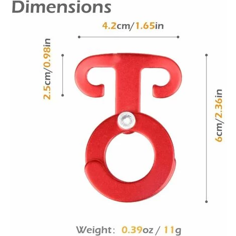 L'FLANEUR Lot De 6 Crochets En Aluminium Multifonctionnel Crochets De Tente En T Tendeur De Tente Crochets De Corde Léger Pour Tente Bache Camping Randonnée Rouge ANEUR 4 L'FLANEUR Lot De 6 Crochets En Aluminium Multifonctionnel Crochets De Tente En T Tendeur De Tente Crochets De Corde Léger Pour Tente Bache Camping Randonnée Rouge ANEUR - Image 2