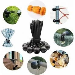 L'FLANEUR 24 Pcs Clip De Tente Bache Avec 12x Pince Pour Bache Et 12x Tendeur Corde Elastique, Pince A Oeillet Pour Bache Camping Accessoires Pour Tentes, Bache Piscine, Baches, Auvents, Gazebos Tente ANEUR -Tente de réception Soldes 65354478 4