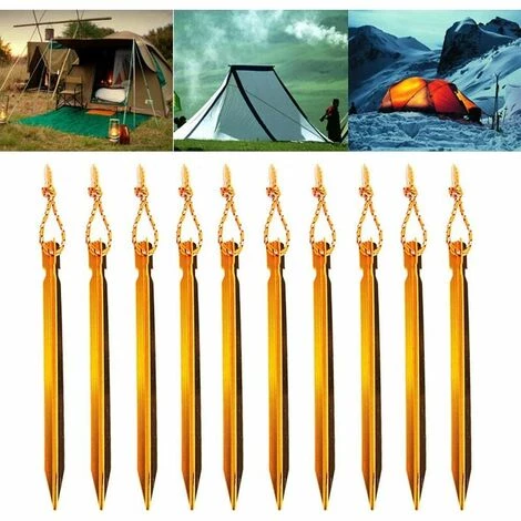 L'FLANEUR Piquets De Tente, Piquets De Tente à Ongles, Piquets De Tente De Camping Extérieur En Aluminium De 10 Pièces Avec Corde Réfléchissante, Idéaux Pour Les Voyages En Camping (18 Cm, Or) ANEUR 5 L'FLANEUR Piquets De Tente, Piquets De Tente à Ongles, Piquets De Tente De Camping Extérieur En Aluminium De 10 Pièces Avec Corde Réfléchissante, Idéaux Pour Les Voyages En Camping (18 Cm, Or) ANEUR – Image 3