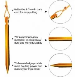 L'FLANEUR Piquets De Tente, Piquets De Tente à Ongles, Piquets De Tente De Camping Extérieur En Aluminium De 10 Pièces Avec Corde Réfléchissante, Idéaux Pour Les Voyages En Camping (18 Cm, Or) ANEUR 10 L'FLANEUR Piquets De Tente, Piquets De Tente à Ongles, Piquets De Tente De Camping Extérieur En Aluminium De 10 Pièces Avec Corde Réfléchissante, Idéaux Pour Les Voyages En Camping (18 Cm, Or) ANEUR -Tente de réception Soldes 65355839 4