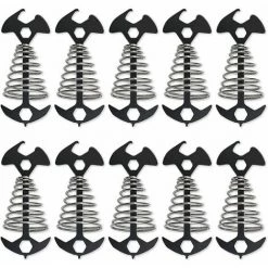 L'FLANEUR 10pcs Tendeurs De Corde De Tente En Alliage D'aluminium Réglable, Piquets D'ancrage En Forme De Poisson Avec Mousqueton Pour Tente De Camping Avec Boucle à Ressort, Boucle De Corde à Vent Noir ANEUR