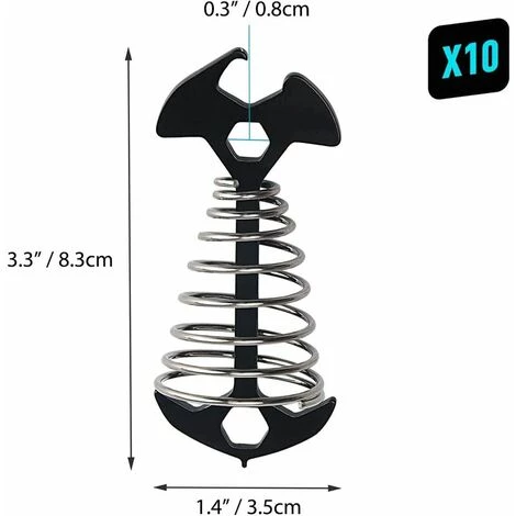 L'FLANEUR 10pcs Tendeurs De Corde De Tente En Alliage D'aluminium Réglable, Piquets D'ancrage En Forme De Poisson Avec Mousqueton Pour Tente De Camping Avec Boucle à Ressort, Boucle De Corde à Vent Noir ANEUR 4 L'FLANEUR 10pcs Tendeurs De Corde De Tente En Alliage D'aluminium Réglable, Piquets D'ancrage En Forme De Poisson Avec Mousqueton Pour Tente De Camping Avec Boucle à Ressort, Boucle De Corde à Vent Noir ANEUR - Image 2