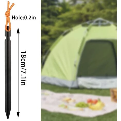 BDD 12 Piquets De Tente, Piquets De Tente Robustes En Forme De Y Pour L'extérieur, La Plage Et La Randonnée (noir) 4 BDD 12 Piquets De Tente, Piquets De Tente Robustes En Forme De Y Pour L'extérieur, La Plage Et La Randonnée (noir) – Image 2