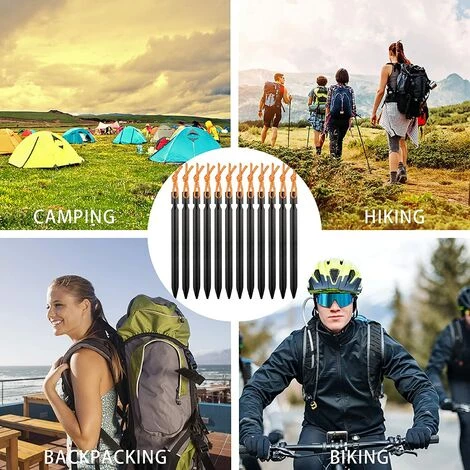 BDD 12 Piquets De Tente, Piquets De Tente Robustes En Forme De Y Pour L'extérieur, La Plage Et La Randonnée (noir) 6 BDD 12 Piquets De Tente, Piquets De Tente Robustes En Forme De Y Pour L'extérieur, La Plage Et La Randonnée (noir) – Image 4