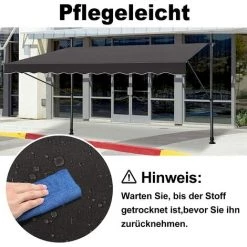 UISEBRT Store Banne Manuel, Store Balcon Avec Manivelle Hauteur Réglable Sans Perçage Protection UV, Solaire, Résistant Aux Intempéries Pour Balcon, Terrasse, Jardin (150 X 120 Cm, Gris Foncé) -Tente de réception Soldes 65671643 5