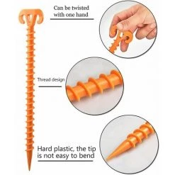 YOOUYIDA Piquets De Tente En Plastique, Piquets De Corde, Adaptés Aux Accessoires De Tente D'équipement De Tente Extérieure Pour La Plage, La Plage, La Jungle, La Boue. Jaune (20cm×4.5cm, ⌀10) -Tente de réception Soldes 65677840 4