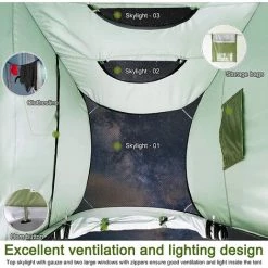 YIDOMDE Tente De Plage, Pop Up Tente Avec Fermeture à Glissière Porte, Tente Anti UV50+ Automatique Instant Portable Tente Pour 2-4 Personnes, Tente De Camping Pour Famille, Randonnée, Pêche, Jaune -Tente de réception Soldes 65745337 5