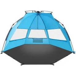 YIDOMDE [Lot De 4] Tente De Plage Pare-soleil Repliable Abris De Plage Protection Solaire UPF 50 Plus UV Parasol Montage Rapide Automatique Pop Up Beach 3 Mesh Fenêtres Autoportrait De Bébé De Plage Instantanée Portative Léger 4.7 Livres,Tent Coins Renfor