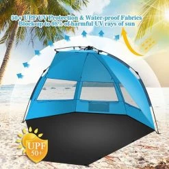 YIDOMDE [Lot De 4] Tente De Plage Pare-soleil Repliable Abris De Plage Protection Solaire UPF 50 Plus UV Parasol Montage Rapide Automatique Pop Up Beach 3 Mesh Fenêtres Autoportrait De Bébé De Plage Instantanée Portative Léger 4.7 Livres,Tent Coins Renfor -Tente de réception Soldes 65745346 3