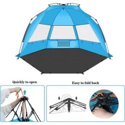 YIDOMDE [Lot De 4] Tente De Plage Pare-soleil Repliable Abris De Plage Protection Solaire UPF 50 Plus UV Parasol Montage Rapide Automatique Pop Up Beach 3 Mesh Fenêtres Autoportrait De Bébé De Plage Instantanée Portative Léger 4.7 Livres,Tent Coins Renfor -Tente de réception Soldes 65745346 4