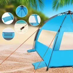 YIDOMDE [Lot De 4] Tente De Plage Pare-soleil Repliable Abris De Plage Protection Solaire UPF 50 Plus UV Parasol Montage Rapide Automatique Pop Up Beach 3 Mesh Fenêtres Autoportrait De Bébé De Plage Instantanée Portative Léger 4.7 Livres,Tent Coins Renfor -Tente de réception Soldes 65745346 5