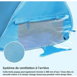 MAGICFOX Tente De Plage Enfant Anti-UV - Structure Pop-up Légère, Tente Composée D’une Piscine Et D’un Auvent - Dimension : 120*80*70cm Bleu -Tente de réception Soldes 65747127 3