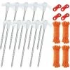 PERLE RARE Piquets De Tente, 10 Piquets De Sol En Métal Robustes, Piquets De Tente De Camping Lumineux Avec Cordons Réfléchissants Et Sac Fourre-tout Pour Auvent De Camping Bâche De Voyage -Tente de réception Soldes 65797552 1