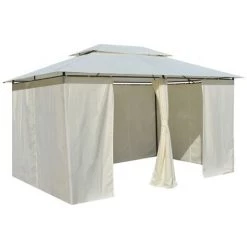 VidaXL Tonnelle Avec Rideaux 4 X 3 M Blanc - Blanc -Tente de réception Soldes 6583066 4