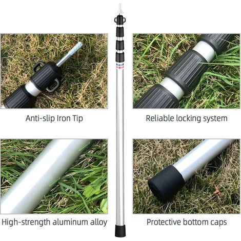 ASUPERMALL Poteaux De Bâche Télescopiques Poteaux De Tente De Camping Réglables Poteaux De Tente Portables Légers En Aluminium De Remplacement Pour Auvents Auvent Abri Anti-pluie, Rouge, 1 Pôle 5 ASUPERMALL Poteaux De Bâche Télescopiques Poteaux De Tente De Camping Réglables Poteaux De Tente Portables Légers En Aluminium De Remplacement Pour Auvents Auvent Abri Anti-pluie, Rouge, 1 Pôle - Image 3