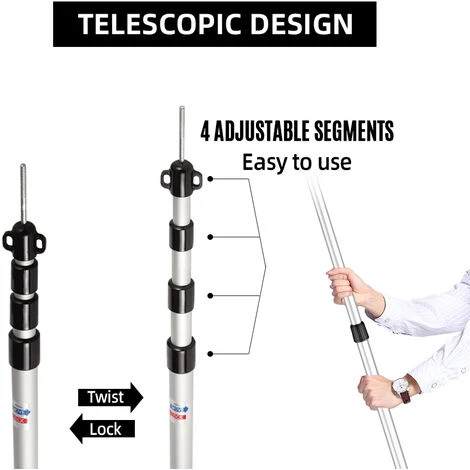 ASUPERMALL Poteaux De Bâche Télescopiques Poteaux De Tente De Camping Réglables Poteaux De Tente Portables Légers En Aluminium De Remplacement Pour Auvents Auvent Abri Anti-pluie, Rouge, 1 Pôle 6 ASUPERMALL Poteaux De Bâche Télescopiques Poteaux De Tente De Camping Réglables Poteaux De Tente Portables Légers En Aluminium De Remplacement Pour Auvents Auvent Abri Anti-pluie, Rouge, 1 Pôle - Image 4