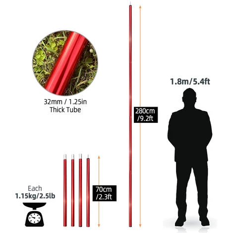 ASUPERMALL Poteaux De Bâche Pliables Poteaux De Tente De Camping Réglables Pour Auvents De Bâche Auvent Abri Anti-pluie, Or 4 ASUPERMALL Poteaux De Bâche Pliables Poteaux De Tente De Camping Réglables Pour Auvents De Bâche Auvent Abri Anti-pluie, Or - Image 2