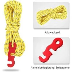 OSQI Lot De 4 Tendeurs Réfléchissants Avec Tendeur De Corde, 4 M, Diamètre : 3 Mm, Résistant Aux Déchirures, Pour Tente Et Voile D'ombrage -Tente de réception Soldes 65988784 2
